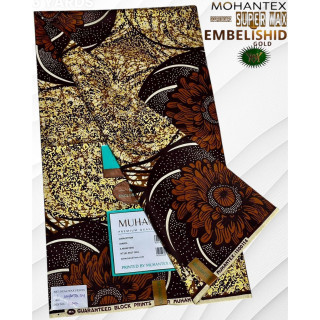 Tissu Super Wax  Embelishid Gold